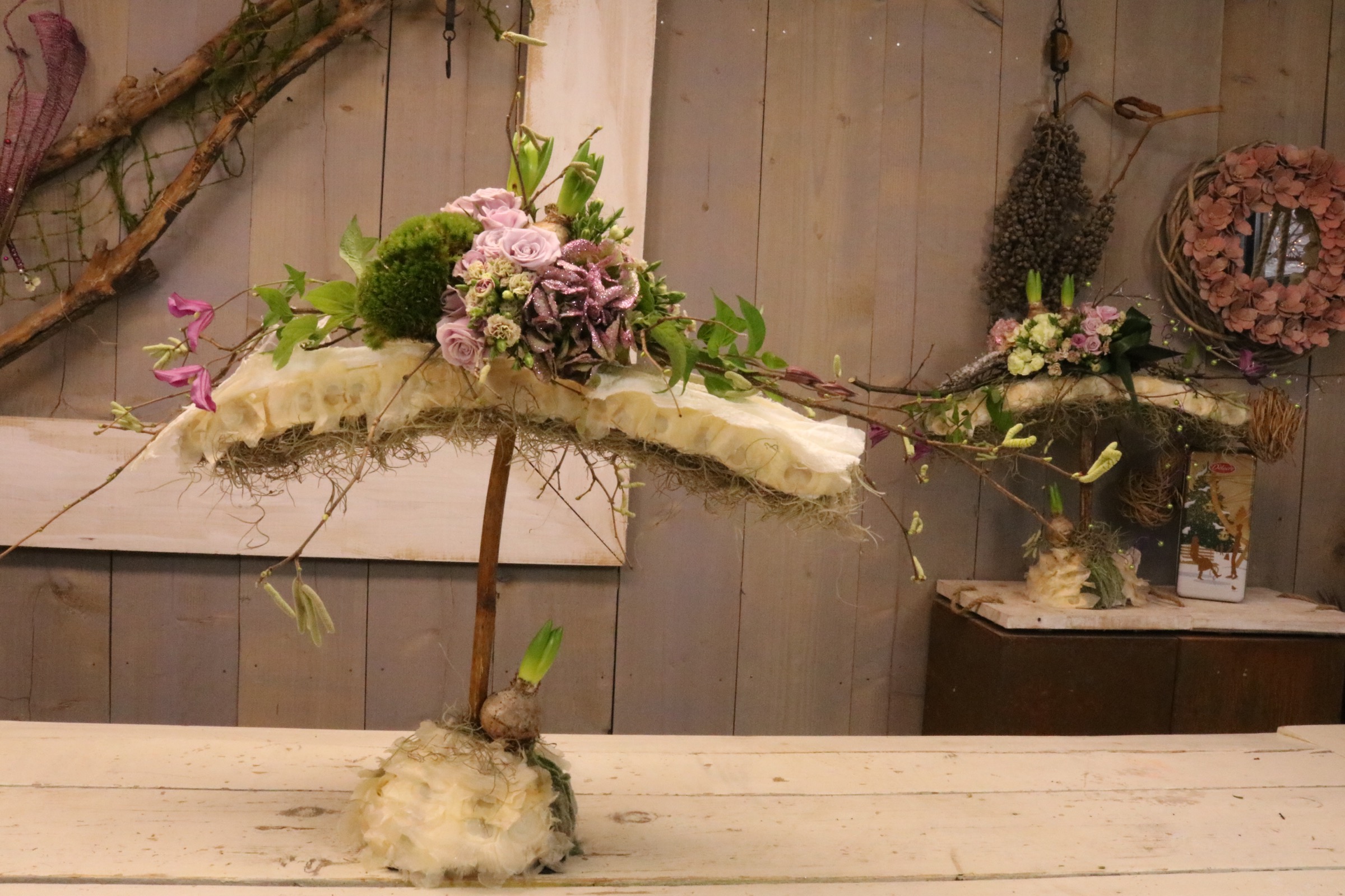Winter flower arrangement on height