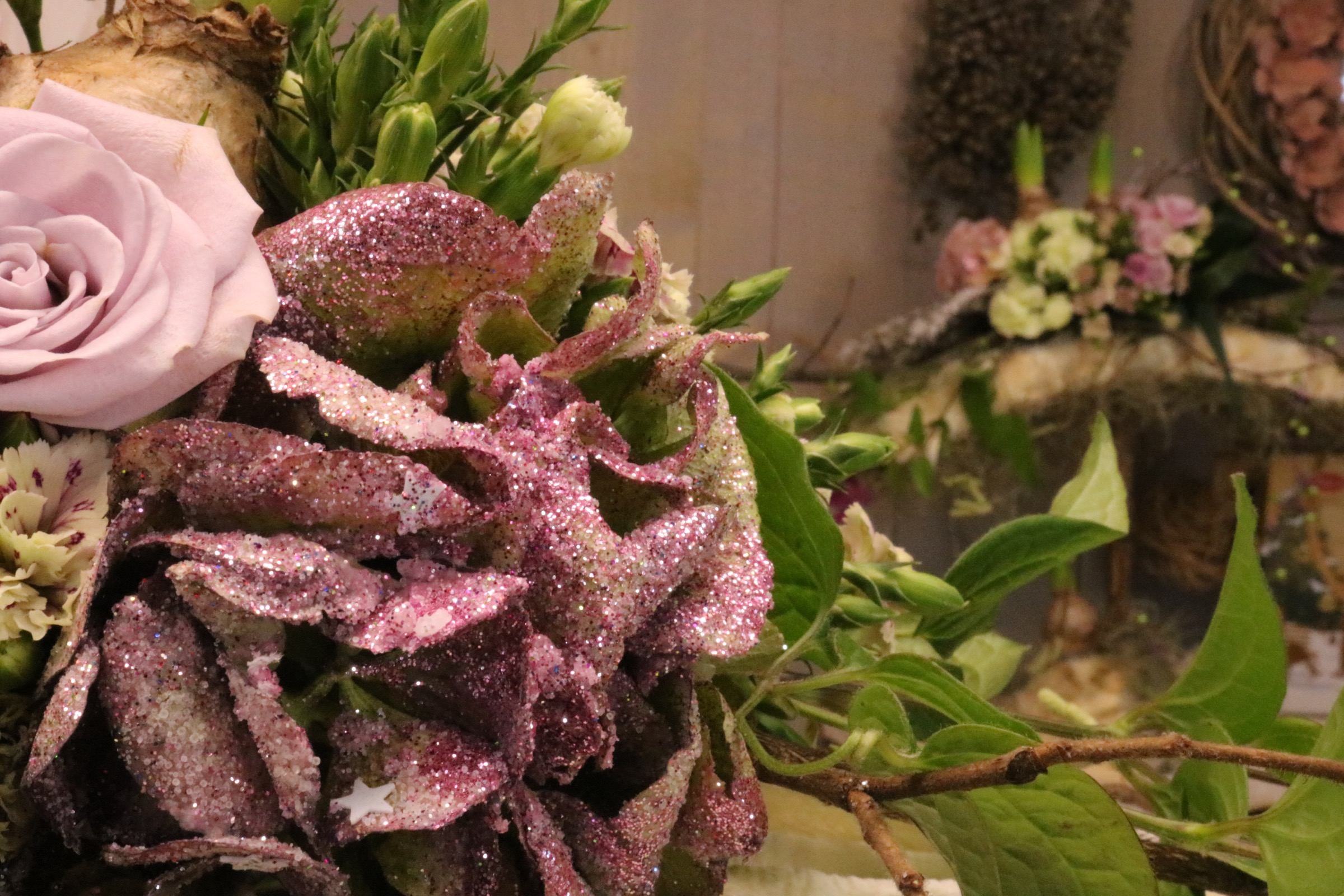 Winter flower arrangement on height