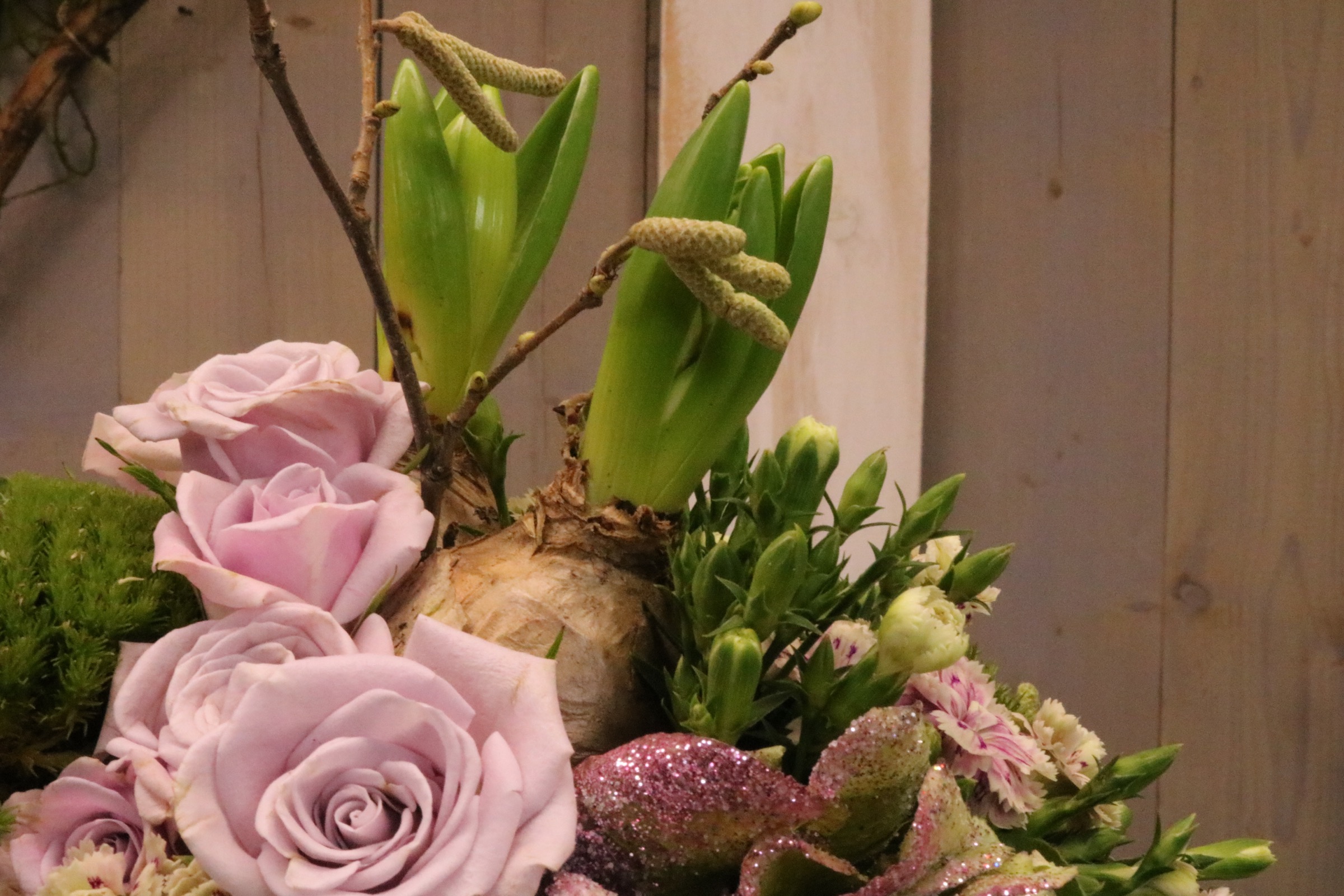 Winter flower arrangement on height